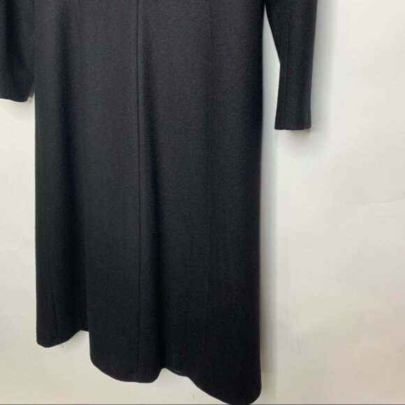 Vintage Black Double Breasted Long Wool Coat Sz M - Picture 7 of 8